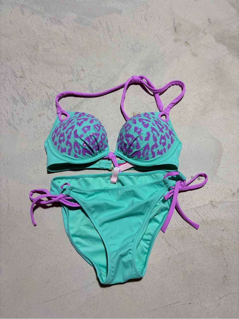 Victoria’s Secret swim Women’s Aqua Teal Bikini Set Purple 34C medium